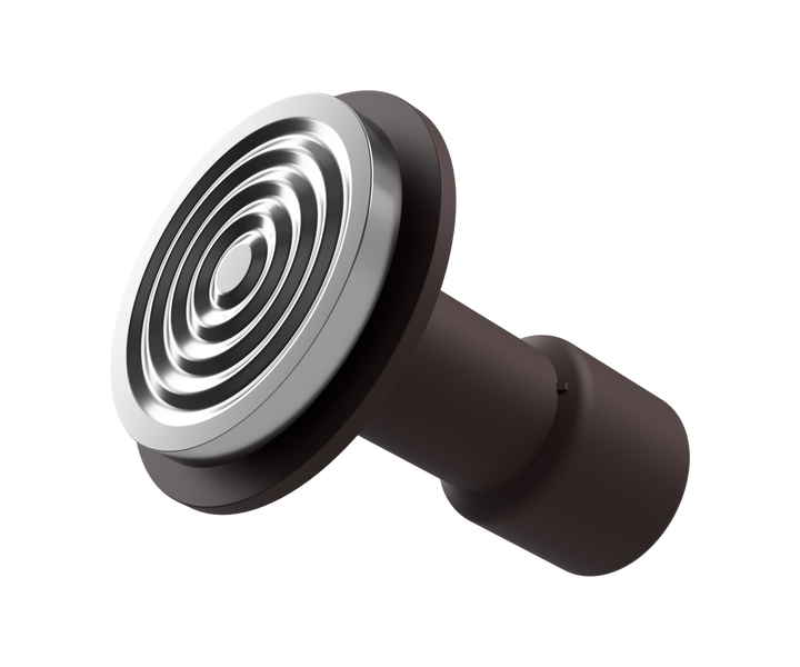 Anelli concentrici sulla base da 58 mm del pressino Varia Calibre rosso rubino