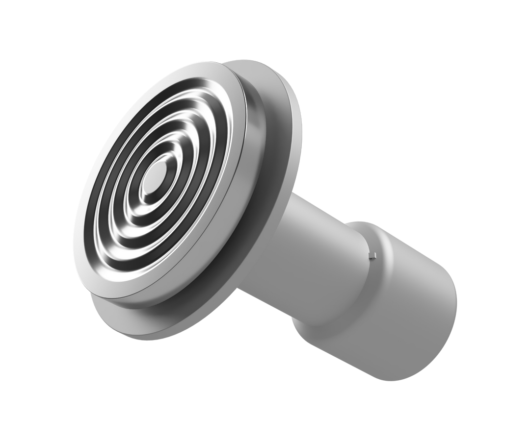 Anelli concentrici sulla base da 58 mm del pressino Varia Calibre argento