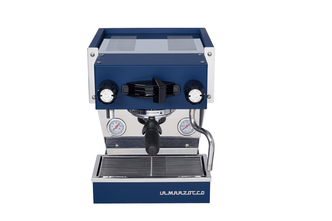 La Marzocco Linea Micra Blu, vista frontale con portafiltro