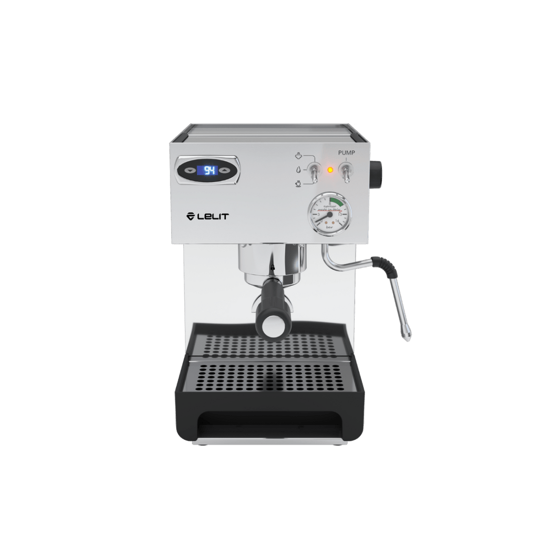 Macchina da caffè espresso Lelit Anna PID PL41TEM in acciaio inox, vista di tre quarti