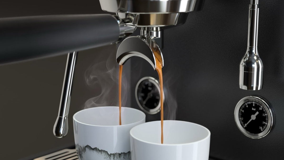 Doppio espresso che scende dalla Xenia in due tazzine sulla bilancia integrata