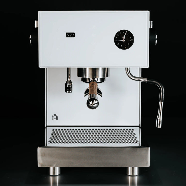 Arkel Tide macchina espresso bianca con vaschetta in acciaio inox