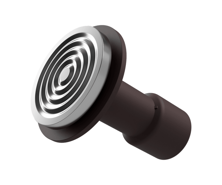 Anelli concentrici sulla base da 58 mm del pressino Varia Calibre rosso rubino