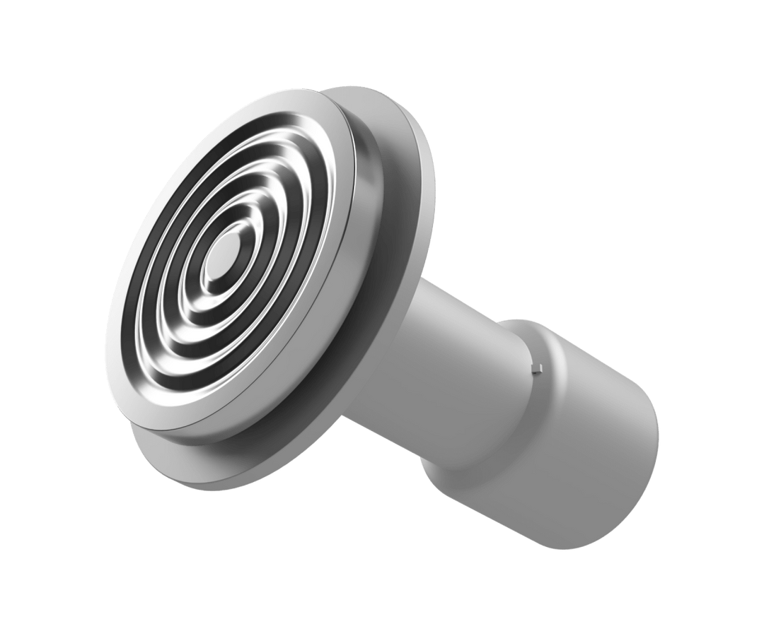 Anelli concentrici sulla base da 58 mm del pressino Varia Calibre argento